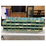LARGE LOT OF PLASTIC STACKABLE PEGBOARD STORAGE