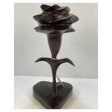 IRONWOOD HAND CARVED ROSE SCULPTURE - 11 1/2" TALL