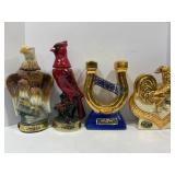 LOT OF 4 CERAMIC WHISKEY DECANTERS - EAGLE,