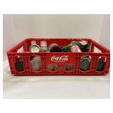 COCA-COLA PLASTIC POP CRATE W/VINTAGE POP BOTTLES-