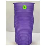 FROSTED PURPLE RIBBED WAVY LINED GLASS VASE - 10"