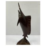 IRONWOOD HAND CARVED SWORDFISH SCULPTURE - 12"