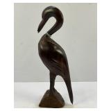 IRONWOOD HAND CARVED STORK SCULPTURE -10 1/2" TALL