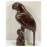 IRONWOOD HAND CARVED PARROT SCULPTURE - 10" TALL