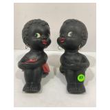 PAIR OF FOLK ART CERAMIC MANTLE PIECES