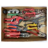 LARGE LOT OF ASSORTED SIDE CUTTERS, PIPE CUTTERS,