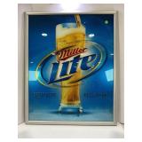 MILLER LITE FRAMED REFLECTIVE BEER PLAQUE - 32" X