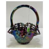 FENTON CARNIVAL GLASS OPEN EDGE BASKET - 7"