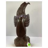 IRONWOOD HAND CARVED EAGLE SCULPTURE - 14" TALL