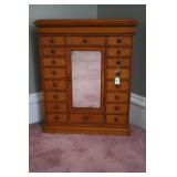 ANTIQUE MIRRORED FRONT OAK WATCH MAKERS CHEST -