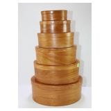 6 PC. OVAL SHAKER WOOD BOXES WITH LIDS BY CABIN
