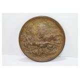 BRONZE PLAQUE WITH HUNTING DOG SCENE  - 6 1/2"