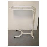 ANTIQUE MEDICAL ROLL AROUND PORCELAIN TOP TRAY