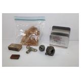 LOT OF ADVERTISING ITEMS & BRASS SLEIGH BELLS -