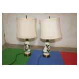 MID CENTURY MODERN HAND PAINTED PORCELAIN LAMPS