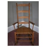 HIGH BACK WICKER BOTTOM ROCKING CHAIR