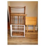 PRIMITIVE WOOD DRYING RACKS AND TV TRAY STAND