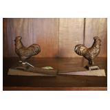 SET OF CAST IRON ROOSTER DOOR STOPS