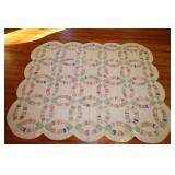 HAND STITCHED WEDDING RING QUILT - 65" X 84"