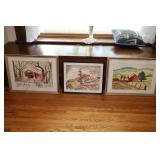 LOT OF 3 E. VOGEL FRAMED AND MATTED WATERCOLOR