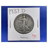 1937 D WALKING LIBERTY HALF DOLLAR