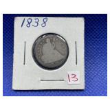 1838 SEATED DIME