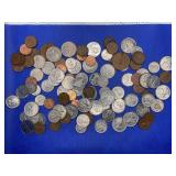 LARGE LOT OF FOREIGN COINS AND PAPER CURRENCY