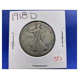 1918 D WALKING LIBERTY HALF DOLLAR