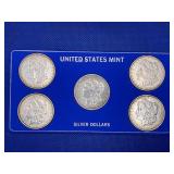 UNITED STATES MINT 5 PC. MORGAN SILVER DOLLAR SET-