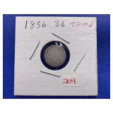 1856 THREE CENT SILVER TRIME