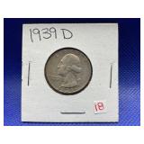 1939 D WASHINGTON SILVER QUARTER