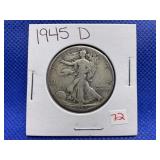 1945 D WALKING LIBERTY HALF DOLLAR