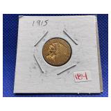 1915 2 1/2 DOLLAR INDIAN HEAD GOLD COIN