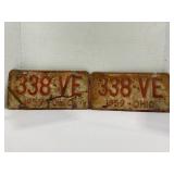 MATCHING SET OF 1959 OHIO LICENSE PLATES