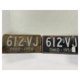 MATCHING SET OF 1958 OHIO LICENSE PLATES