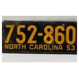 1953 NORTH CAROLINA BICYCLE LICENSE PLATE