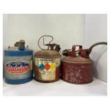 LOT OF 3 METAL SAFETY & DELPHOS FUEL CANS