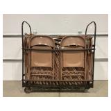 28 METAL FOLDING CHAIRS WITH ROLL AROUND STORAGE