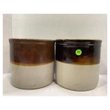 LOT OF 2 ONE GALLON BROWN OVER TAN PRIMITIVE STONE