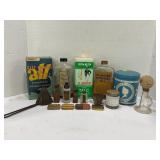 LOT OF ASSORTED ADVERTISING BOTTLES & TINS -