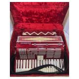 RED RONDINI ACCORDIAN W/ CASE & SHEET MUSIC