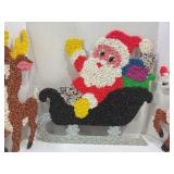 VINTAGE PLASTIC POPCORN SANTA IN SLEIGH 19 1/2" X