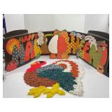 VINTAGE PLASTIC POPCORN TURKEY DISPLAY 21" X 18" &