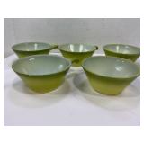 LOT OF 5 FIRE-KING AVOCADO HANDLED SOUP BOWL