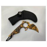 CAMOUFLAGE HOOK FIXED BLADE FIGHTING KNIFE WITH