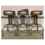 LOT OF 3 VINTAGE METAL LEG BAR STOOLS