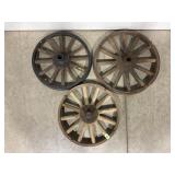 LOT OF 3 FORD MODEL A 22" & 20" WOOD SPOKE WHEELS