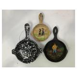 LOT OF 3 MINIATURE SKILLETS - JOHN WRIGHT AMISH