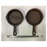 LOT OF 2 TOULUMA 3" CAST IRON ADVERTISEMENT GAS