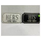 METAL EMBOSSED HIS AND HERS RESTROOM SIGNS -